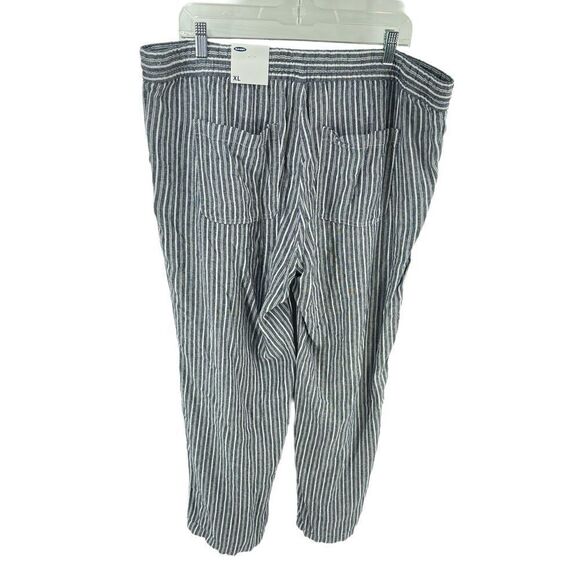 NWT Old Navy linen striped pants elastic waist XL high rise blue white - Picture 13 of 14